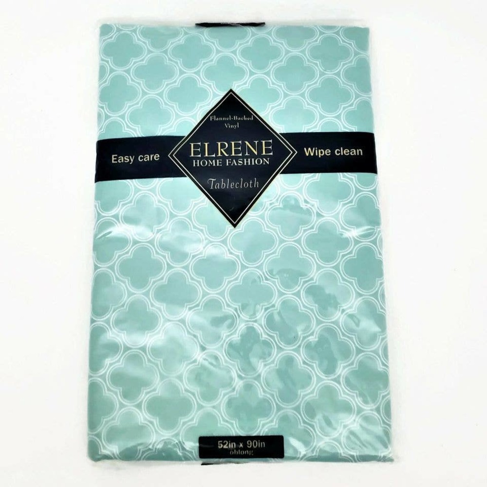 Elrene Vinyl Tablecloth 52x90 Oblong Flannel Backed Easy Care